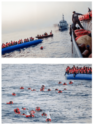 Rettung von Ertrinkenden im Mittelmeer durch Sea Watch