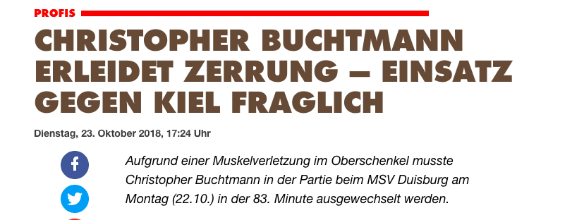 Meldung des FC St. Pauli: Buchtmann fällt gegen Holstein Kiel ggf. aus