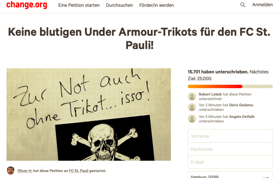 Gegen Under Armour Petition FC St. Pauli